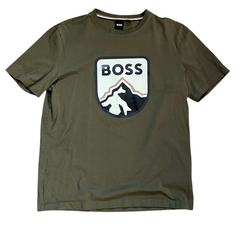 BOSS Men's Olive Green T-Shirt
